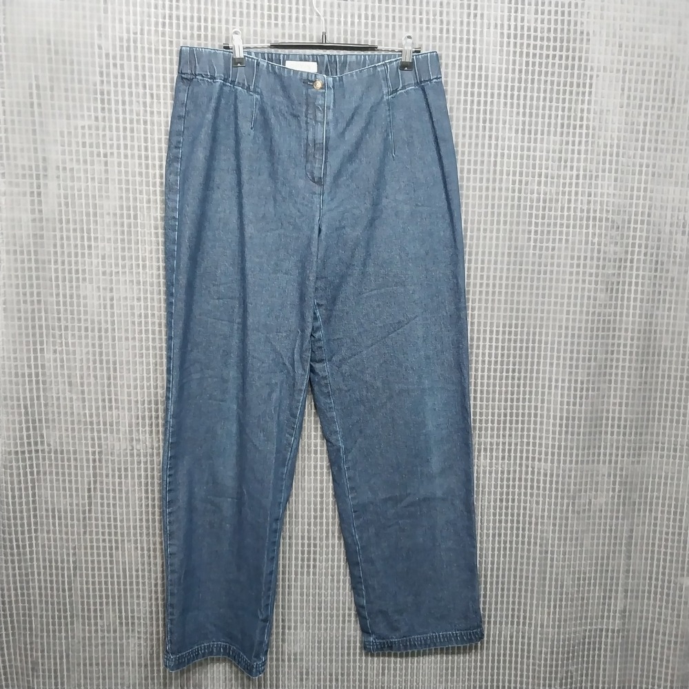 Orvis Womens Denim Pants Elastic Waist Straight Leg 10 Blue